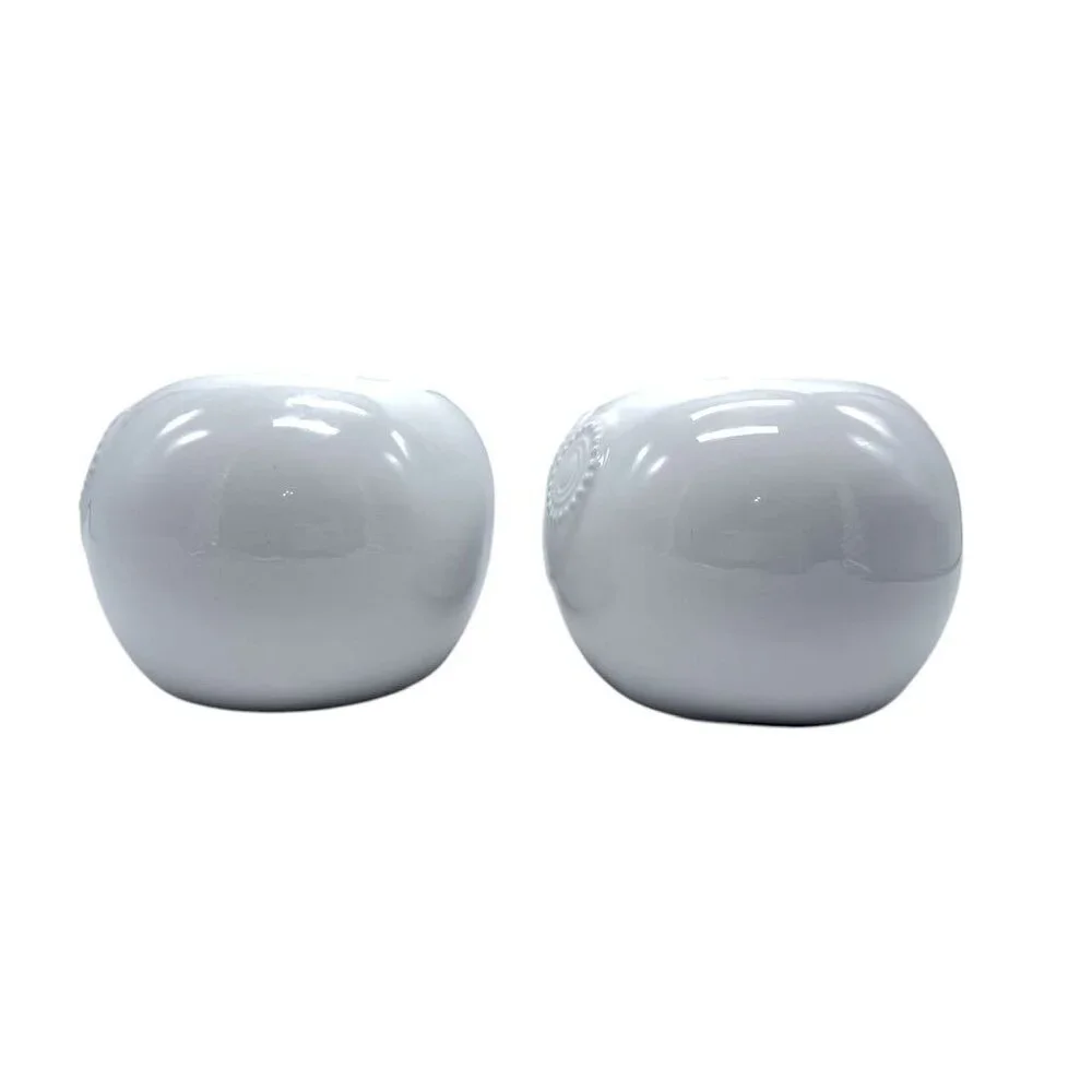 Jonathan Adler Pair Of White Ceramic Owl Tea-light Holders